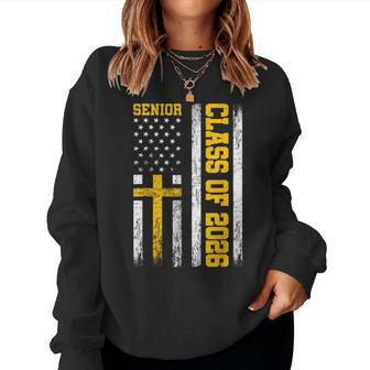 Senior Class Of 2026 Usa Flag Cross Christian Senior 2026 Women Sweatshirt - Thegiftio UK