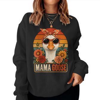 Silly Mama Goose In Sunglasses Coquette Floral Mother's Day Women Sweatshirt - Thegiftio UK