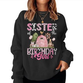 Sister Of The Birthday Girl 1St Birthday Pink Cow Farm Women Sweatshirt - Monsterry