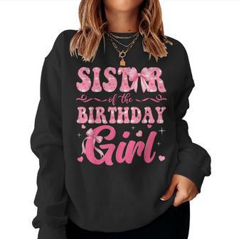 Sister Of The Birthday Girl Family Pink Coquette Bow Women Sweatshirt - Thegiftio UK