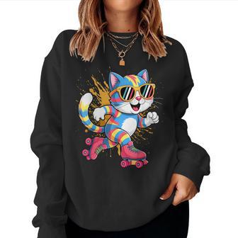Skating Mens & Kids Cat Roller Skater Women Sweatshirt - Thegiftio UK