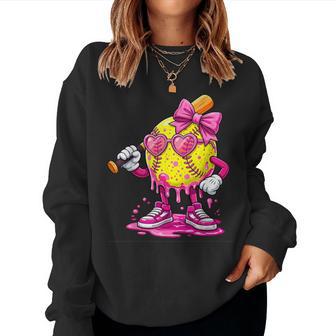 Softball Drip Ice Cream Girls Game Day Softball Vibes Women Sweatshirt - Thegiftio UK