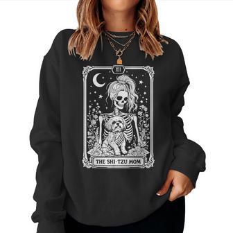 Spooky Shih Tzu Mom Skeleton Tarot Card Halloween Dog Mama Women Sweatshirt - Thegiftio