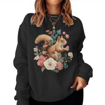 Squirrel Flower Cottagecore Women Sweatshirt - Thegiftio UK