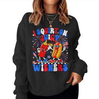 I Squirt On Juicy Wieners Hotdog 4Th Of July Kids Women Sweatshirt - Thegiftio UK