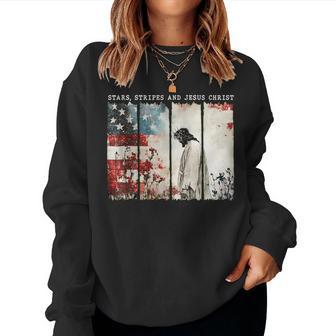Stars Stripes And Jesus Christ Patriotic Christian Women Sweatshirt - Thegiftio UK