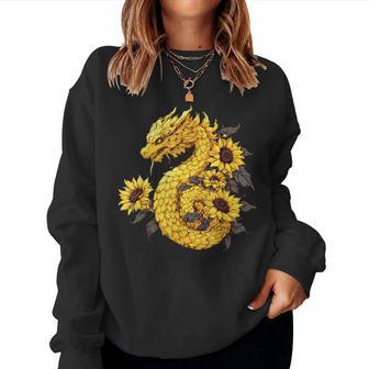 Sunflower Dragon Flower Fantasy Floral Women Sweatshirt - Thegiftio UK
