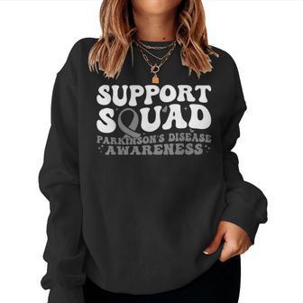 Support Squad Gray Ribbon Butterfly Parkinson's Disease Women Sweatshirt - Thegiftio UK