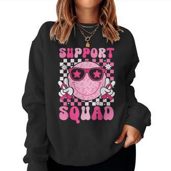 Support Squad Smile Face Breast Cancer Awareness Kids Women Sweatshirt - Thegiftio