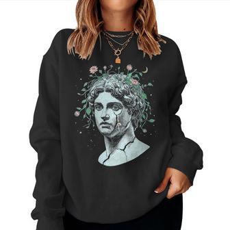 Tatue Florale Craquelée Lune Fleurs Grec Sweat-shirt pour femme - Cadeauxyz
