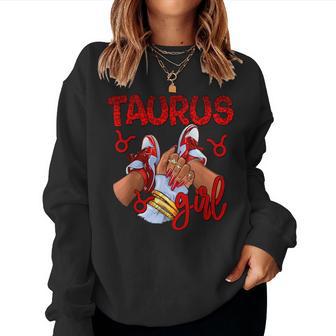 Taurus Girl Birthday Sneakers Zodiac Sign Bday Women Sweatshirt - Thegiftio UK