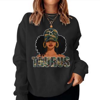 Taurus Queen Camo Birthday Black Woman Cap Zodiac Sign Women Sweatshirt - Thegiftio UK