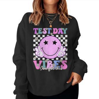 Test Day Vibes State Testing Staar Retro Teacher Student Women Sweatshirt - Thegiftio