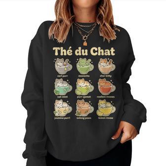 Thé Du Chat Jeux De Mots Mignons Chaton Tasse Kawaii Sweat-shirt pour femme - Cadeauxyz