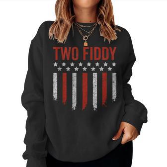 Two Fiddy American Flag Humor Patriot Meme Womens Women Sweatshirt - Thegiftio UK