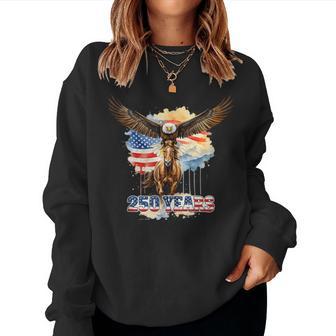Usa 250Th Anniversary Bald Eagle & Clydesdale Horse Women Sweatshirt | Mazezy