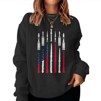 Usa Space Rockets 4Th Of July Kids Patriotic Women Sweatshirt - Thegiftio UK