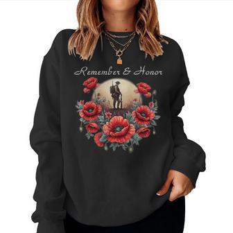 Veterans Day 2024 Usa Memorial Day Red Poppy Flower Military Women Sweatshirt | Seseable UK