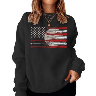 Vintage Baseball American Flag Usa For Dad Mom Women Sweatshirt - Monsterry