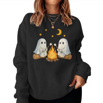 Vintage Ghost Camping Gothic Halloween Campfire Women Women Sweatshirt | Mazezy