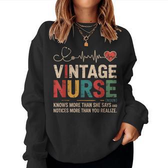 Vintage Nurse Definition Retro Registered Nursing Women Sweatshirt - Thegiftio UK