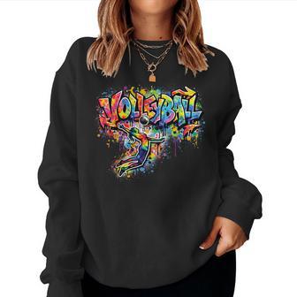 Volleyball Girls Graffiti Urban Style Sports Graphic Women Sweatshirt - Thegiftio UK