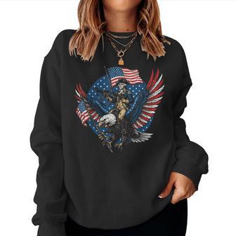 Washington Riding Eagle Us Flag 4Th Of July Kids Women Sweatshirt - Monsterry