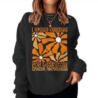 We Wear Orange Flower Support Leukemia Cancer Awareness Women Sweatshirt - Thegiftio UK