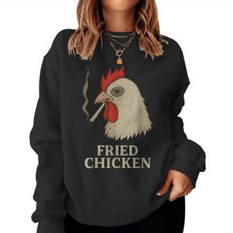 Weed Meme Fried Chicken 420 Smoking Marijuana Women Sweatshirt - Monsterry