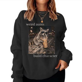 Weird Aunts Build Character Vintage Iced Coffee Raccoon Women Sweatshirt - Thegiftio UK