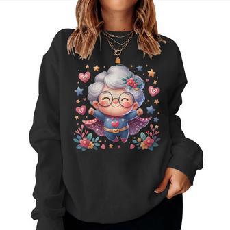 かわいいスーパーヒーローおばあちゃんスーパーヒーローおばあちゃん レディーススウェットシャツ - Kawaiitshirt