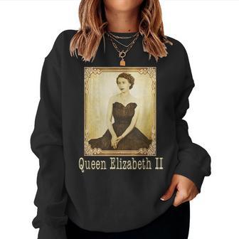 エリザベスii ヴィンテージ レトロ 神ave The Queen Uk Monarch レディーススウェットシャツ - Kawaiitshirt