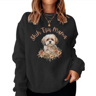 シーズーママ、シーズーママ、犬のお母さん、母の日、シーズー。 レディーススウェットシャツ - Kawaiitshirt