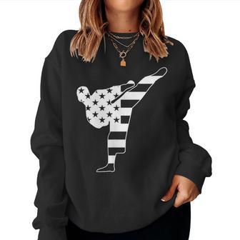 テコンドー 空手 アメリカ国旗 男性 女性 男の子 女の子 テコンドー レディーススウェットシャツ - Kawaiitshirt