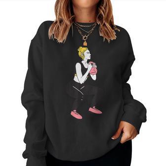 ボディービルダー 脚の日 女の子 ケトルベル フィットネス ボディービル レディーススウェットシャツ - Kawaiitshirt