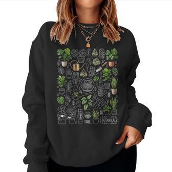 植物愛好家 グラフィック ボタニカル 花 ボタニスト 観葉植物 レディーススウェットシャツ - Kawaiitshirt