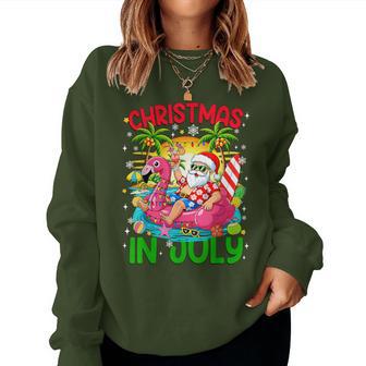 Christmas In July Santa Flamingo Float Summer Xmas Kid Women Sweatshirt | Seseable UK