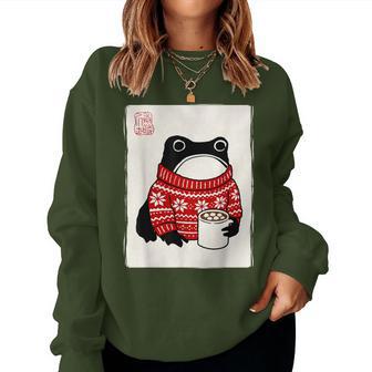 Grumpy Frog Japanese Kids Christmas Women Sweatshirt - Thegiftio