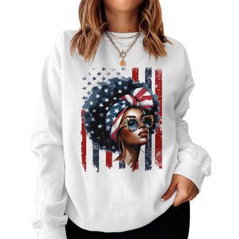 4Th Of July Black African American Afro Patriotic Women Sweatshirt - Thegiftio UK