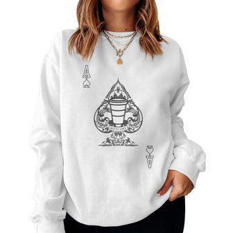 Ace Of Cups Coffee Tarot Barista Jeu De Cartes Latte Haut De Gamme Sweat-shirt pour femme - Cadeauxyz