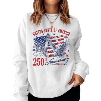 America Usa 250Th Anniversary Liberty Statue Floral Flag Women Sweatshirt - Thegiftio UK