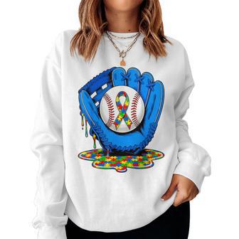In April We Wear Blue Autism Baseball Drip Youth Women Sweatshirt - Thegiftio UK