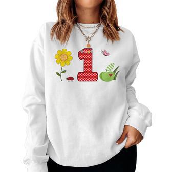 Bambino Fiori 1 Annoono Il Primo Compleanno Animali Per Ragazze Women Sweatshirt - Novitaregali