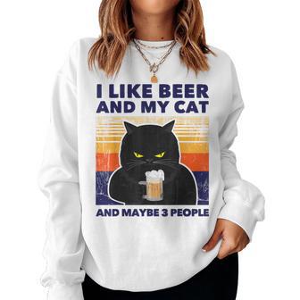 I Like Beer And My Cat And Maybe 3 People Beer Lover Women Sweatshirt - Novitaregali
