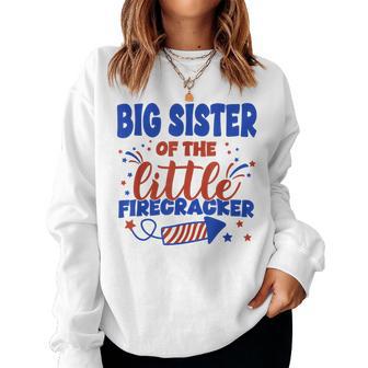 Big Sister Of The Little Firecracker Fourth Of July Birthday Women Sweatshirt | Seseable UK