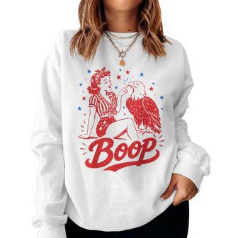 Boop Eagle Patriotic Vintage American Girl 250Th 4Th Of July Women Sweatshirt - Monsterry
