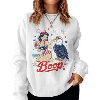 Boop Vintage Usa Girl And Eagle Patriotic Women Sweatshirt - Thegiftio UK
