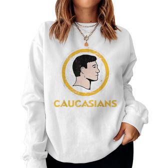 Caucasians Retro Sports Logo Pun Sarcastic Parody Women Sweatshirt - Thegiftio UK