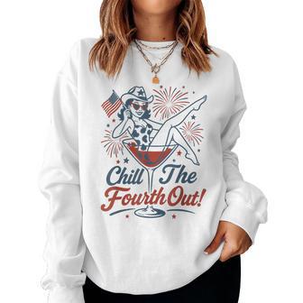 Chill The Fourth Out 4Th Of July Girl Martini Glass Women Sweatshirt - Thegiftio UK