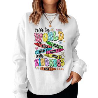 Color The World With Kindness Teacher Back To School Women Sweatshirt - Thegiftio UK